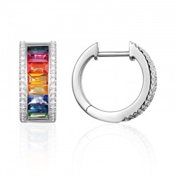 Luvente Multi-Colored Sapphire & Diamond Earrings