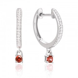 Luvente Ruby & Diamond Small Hoop Earrings