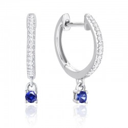 Luvente Sapphire & Diamond Small Hoop Earrings