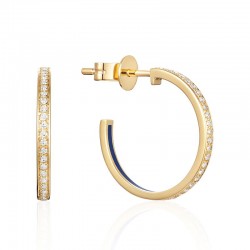 Luvente Diamond & Navy Enamel Small Hoop Earrings