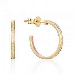 Luvente Diamond & Pink Enamel Small Hoop Earrings