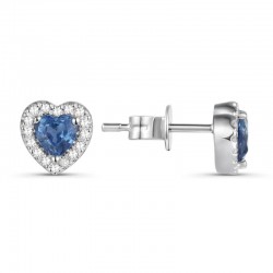 Luvente Sapphire & Diamond Heart Earrings