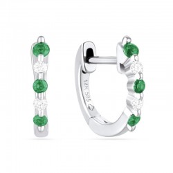 Luvente Emerald & Diamond Small Huggie Earrings