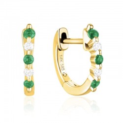 Luvente Emerald & Diamond Small Huggie Earrings