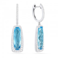 Luvente Blue Topaz & Diamond Drop Earrings