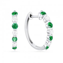 Luvente Emerald & Diamond Small Hoop Earrings