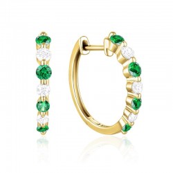 Luvente Emerald & Diamond Small Hoop Earrings