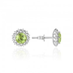 Luvente Diamond & Peridot Halo Earrings