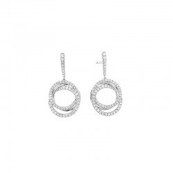 14KW Circle Diamond Drop Earrings
