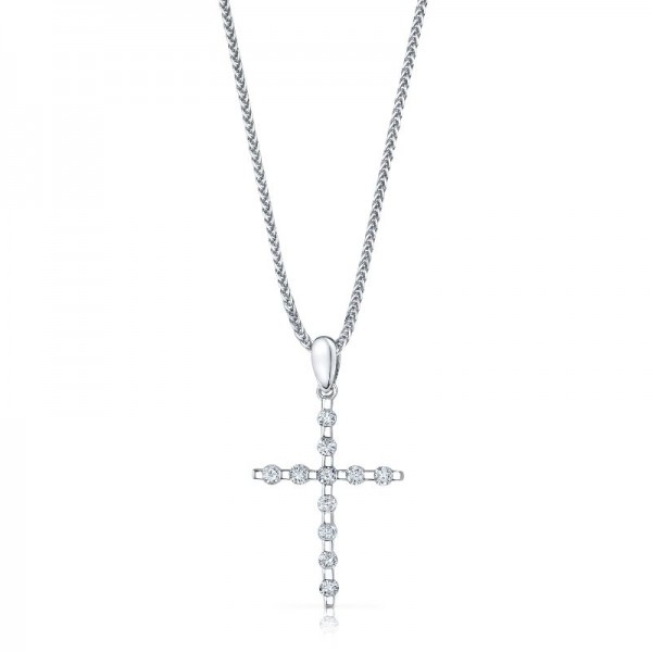 18KW Diamond Cross Pendant
