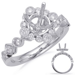 14K White Gold Gold Halo Engagement Ring Semi Mounting