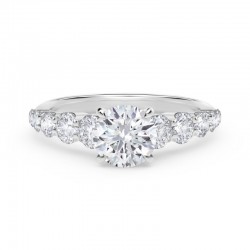 De Beers Forevermark Icon™ Setting Round Engagement Ring with Graduated Diamond Band