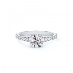De Beers Forevermark Icon™ Setting Round Engagement Ring with Diamond Band