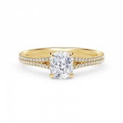 De Beers Forevermark Icon™ Setting Cushion Engagement Ring with Two Row Pave Band