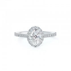 De Beers Forevermark Center of My Universe® Oval Halo Engagement Ring with Diamond Band