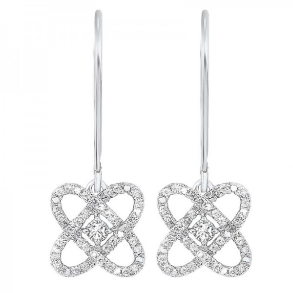 Diamond Infinity Love Heart Knot Dangle Earrings In Sterling Silver (1/4ctw)