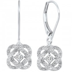 Diamond Infinity Love Heart Knot Dangle Earrings In 14k White Gold (3/4 Ctw)
