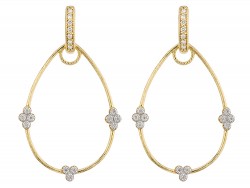 18KY Simple Provence Pear Earring Charm Frames