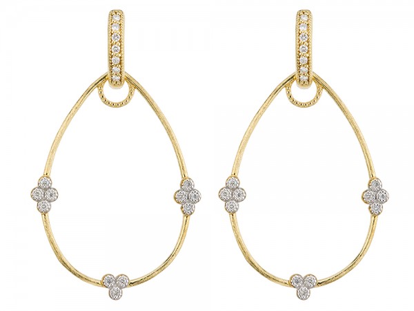 18KY Simple Provence Pear Earring Charm Frames
