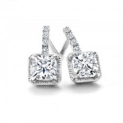 18KW Black Label Square Diamond Earrings