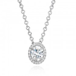 18KW Black Label Oval Halo Diamond Pendant