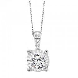 Diamond Starburst Solitaire Pendant Necklace In 14k White Gold (1/4ctw)