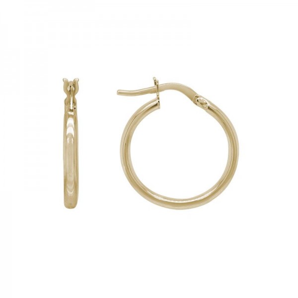 14KY Round Tube Hoop Earrings
