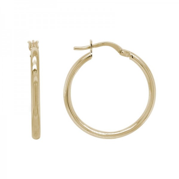 14KY Round Tube Hoop Earrings