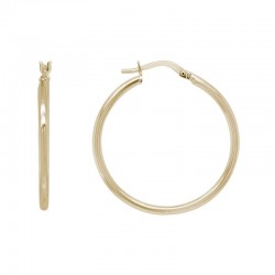14KY Round Tube Hoop Earrings