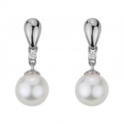 14KW Pearl & Diamond Drop Earrings