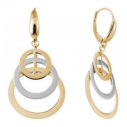 14K Two Tone Overlapping Circles Dangle Earrings