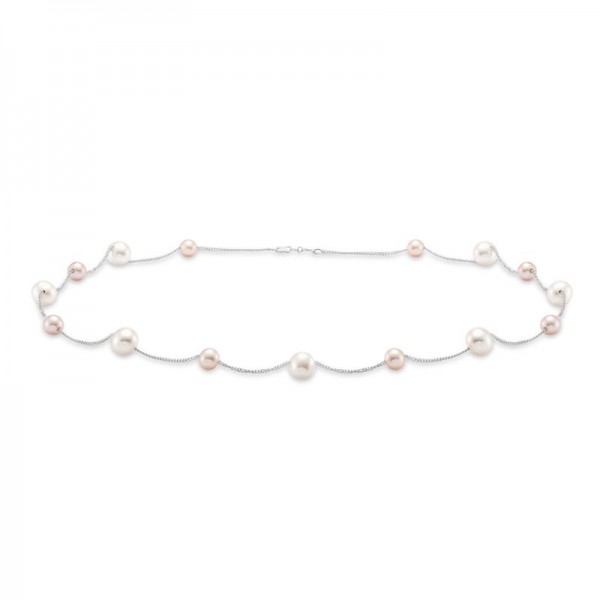 Multicolor Popcorn Pearl Tin Cup Necklace