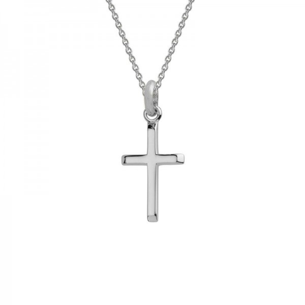 14KW Beveled Ends Cross Necklace