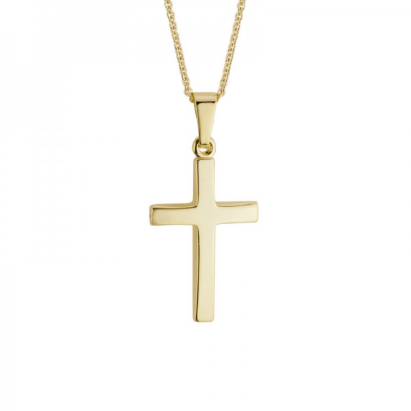 14KY Contour Cross Pendant