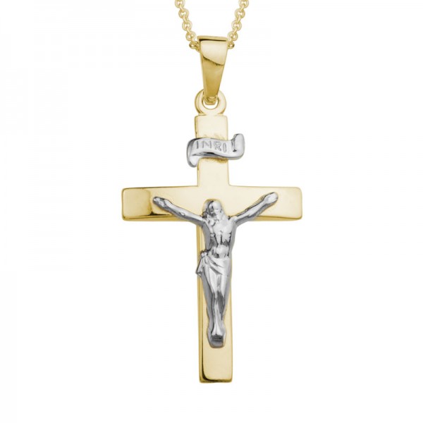 14KYW Crucifix Pendant