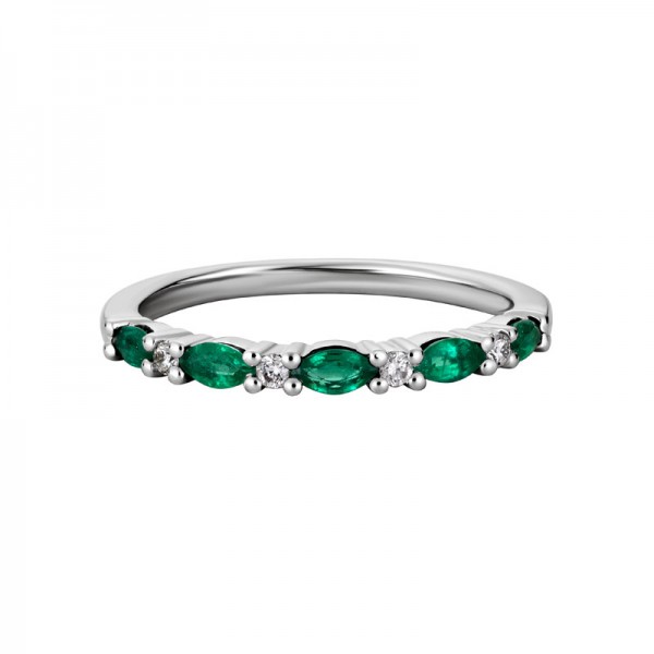 14KW Emerald & Diamond Band