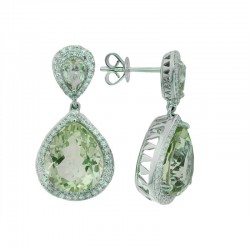 14KW Diamond & Green Amethyst Earrings