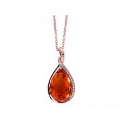 14KR Diamond & Madera Citrine Pendant