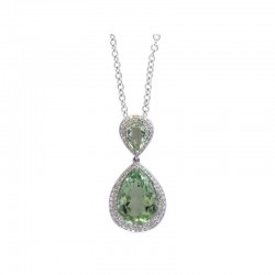 14KW Diamond & Green Amethyst Pendant