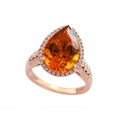 14KR Diamond & Madera Citrine Ring