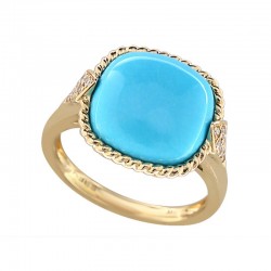 14KY Diamond & Turquoise