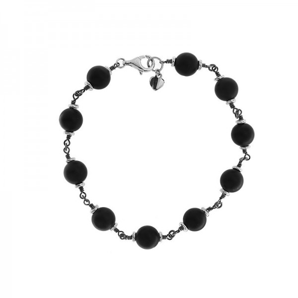 Sterling Silver and Onyx Bracelet
