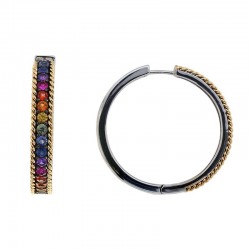 Sterling Silver & 18KY Rainbow Sapphire Hoop Earrings