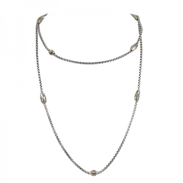 Women's  Astria Collection Silver & 18KY Gold Comet Chain Wrap Blue Spinel Necklace