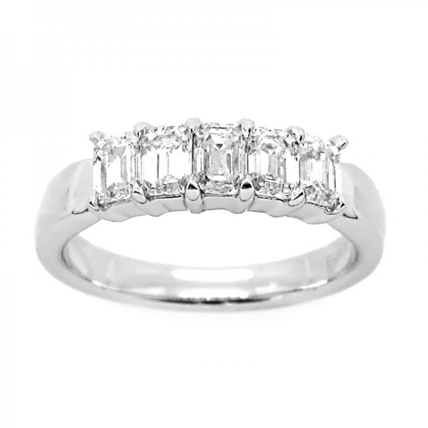14KW 5-Stone Emerald Cut Diamond Band