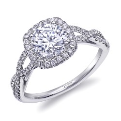 14K White Gold Diamond Semi-Mount Fishtail .23Ct Tw Round Diamonds  4 Prong 1Ct Mounting