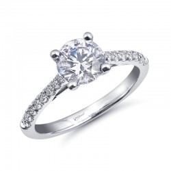 14K White Gold Diamond Semi-Mount Ring with 16 Round Diamonds at 0.21ct with CZ Center Stone in Fishtail Setting
