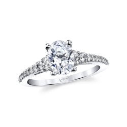 14K White Gold Diamond Semi-Mount With 8X6 Oval Head