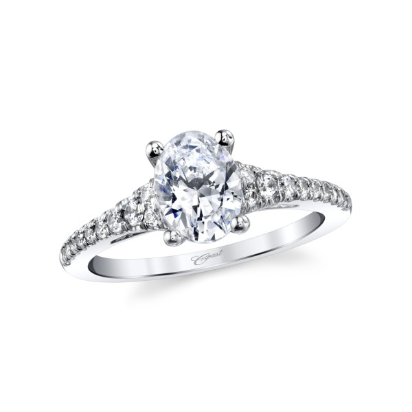 14K White Gold Diamond Semi-Mount With 8X6 Oval Head