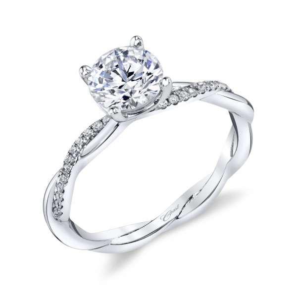 14K White Gold Diamond Semi-Mount Fishtail Band .08Ct Tw 24 Round Diamonds 3/4Ct Mount  F